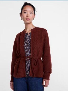 Women's Rust Tie-Waist Knit Cardigan